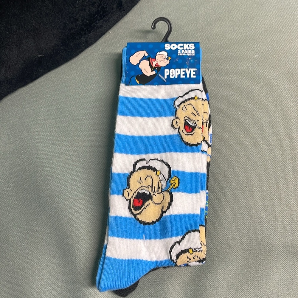 BNWT 2 PAIRS OF ODD SOCKS “POPEYE” COMIC 
CREW LENGTH SOCKS MEN’S LARGE 8-12 WO… - Picture 9 of 10